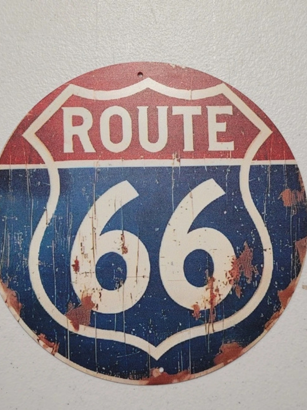 Route 66 Wall Sign Blue & Red